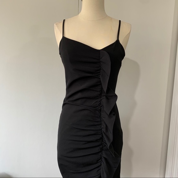 Wore once LIKELY ruffled black dress - Picture 1 of 6